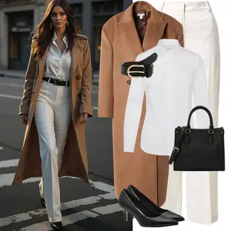 Outfit sa Bijela/Krem/Bež/Kaki Hlače s Prorezom/Hlača od Odijela/Ravna Hlača/Naborane hlače/Jersey Hlača/Marlene Hlača/Hlače od muslina/Hlače Visokog Struka/Ležerna Hlača/Duga Hlača/Poslovna Hlača/Lanene Hlače/Hlače s prednjim naborom weekday "Elegantan zimski outfit"