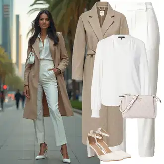 Outfit s Šedá/Béžová/Hnědá/Khaki Vlněný Kabát/Dlouhý Kabát/Dlouhý Kabát/Vlněný Kabát/Kašmírový Kabát/Lodenový Kabát/Midi Kabát Only "Elegantní zimní outfit"