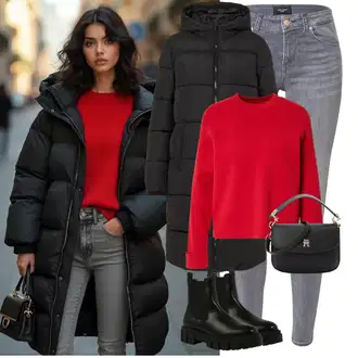 S zakovicama Outfit sa Crna Chelsea Gležnjača/Kožna Jakna About You "Zimski look"Look: S zakovicama, Hodanje, Skating, Jahanje