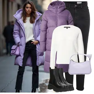 Outfit sa Ljubičasta Torbica/Torba Za Preko Ramena/Torba za pisma/Mala Torbica/baguette vrećica/Torba za rame Calvin Klein Jeans "Savršen za zimu"