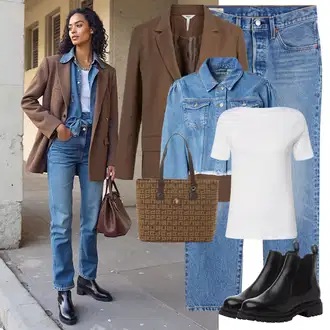 Kombinacije s "mom" trapericama Stil sa Svjetloplava/Plava Vintage traperice/Skraćene Traperice/Mom Jean/Girlfriend Traperice/Dad Traperice/High Waist Traperice/Traperice s Prorezom levi's ® "Moderan zimski outfit"