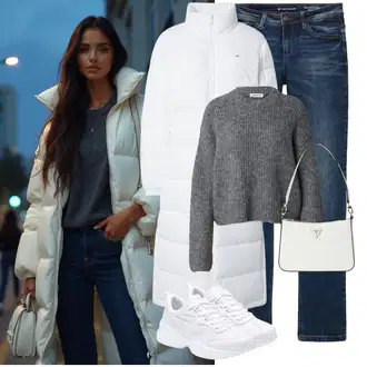 Ležerno Outfit sa Plava/Tamnoplava/Svjetloplava rupa hlača/Motociklistička hlača/Jeggings/Uske Hlača/Traper Tajice/Hlače s Prorezom/Ravna Hlača/Boyfriend Hlače/Skinny Hlače/Bootcut Hlača Tom Tailor "Zimski look"Look: Stil, Rap, Pametno ležerno, Francuske, Besprijekorno, Prekrasan, Ležerno