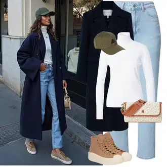 Vysoký Pas Outfit s Světle modrá Boyfriend Džínové kalhoty/Mom Jean/Zužující se Džíny/Zkrácené Džíny/Džíny s Rozparkem/High Waist Džínové Kalhoty/Rovná Džína/Girlfriend Džíny/Vintage džíny/Dad Džíny VERO MODA "Módní zimní outfit"