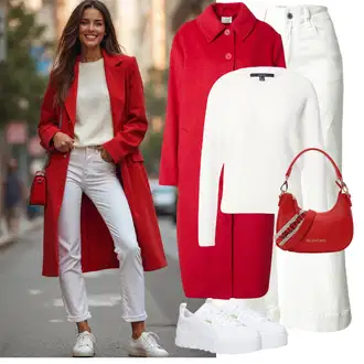 Outfit s Krémová/Bílá/Khaki Zvonová Kalhoty/Kalhoty s Vysokým Pasem/Kalhoty se Štěrbinou/Kalhoty Bootcut/Rozšířená Kalhoty/Twillová Kalhoty/3/4 Kalhoty/Culotte Kalhoty/Marlene Kalhoty/Široká Kalhoty about you x iconic by tatiana kucharova "Stylový zimní outfity"