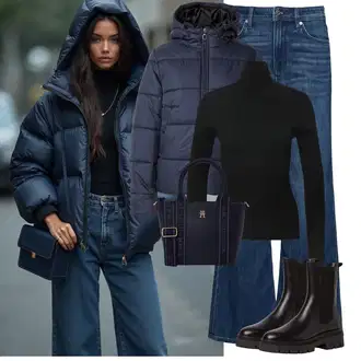 Outfit sa Crna/Ljubičasta/TamnoSmeđa/Smeđa Chelsea Gležnjača Tamaris "Savršen za zimu"