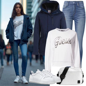 Outfit s Bílá/Krémová Svetry 2 v 1/Dámský Svetr/Svetr na kojení/Jednoduchý Svetr/Basic Svetr/Svetr s Kulatým Výstřihem/Crop Svetr/Svetr Carmen scalpers "Pohodlný Jarní Outfit"