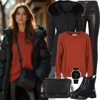 Outfity na zimu s Černá Kalhoty z Umělé Kůže/Legíny Kožený Vzhled/Kožený Legíny/Vinylový Legín/Kožená Kalhoty/Skinny Kalhoty JdY "Pohodlný Jarní Outfit"