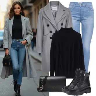outfit mit Siva/Svetlo Siva Pleteni Plašč/Midi Plašč/Volneni Plašč/Dolg Plašč/Pleten Plašč iz Flisa/Plašč iz Kašmirja/Oversize Plašč/Volnen zimski Plašč Calvin Klein "Popolno za pomlad"