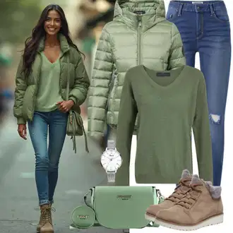 outfit mit Rjava/Bež/Oranžna Bojni Škorenj/Škornj na Vezalke boto "Popolno za pomlad"