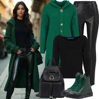 Zimske Outfiti Stari denar mit Črna/Temno siva/Bela Skinny Hlače/Usnjena pajkica/Jeggings/Hlače iz Imitacije Usnja/Usnjena Hlača/Leginge v Videzu Usnja/Treggings/Hlača z Razporkom/Jeans Pajkice medicine "Popolno za prosti čas"Look: Techno, Kul, Modernen, Zunaj, Stari denar, Mokrega videza, Rockenjski