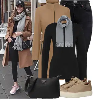Outfity z džínu Zima s Černá Jednoduchý top/Pletené tričko/Dlouhý top/Dlouhá košile Only "Praktický vzhled"