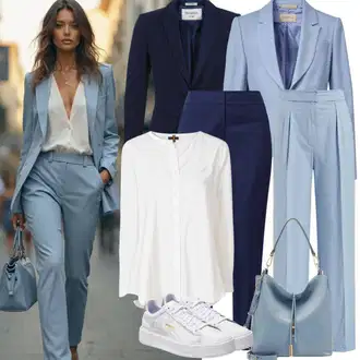 Outfit sa SvjetloPlava/Plava/Tirkizna Odijelo Kožna jakna za muškarce/Dvoredni Sako/Kratki Sako/Sako Jakna/Kožna Jakna za Muškarce/Elegantni Sako MOS MOSH "Proljetna odjeća"