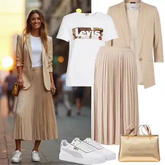 Outfit sa Krem/Bijela Majica za plažu/Majica za plažu/Predimenzionirana majica/Top za plažu/Tunika za Plažu/Pulover za plažu DAY BIRGER ET MIKKELSEN "Proljetna odjeća"