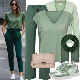 Outfit sa Zeleno/Tamnozelena/Svjetlosiva/Siva Tenisica s platformom/Ljetna Tenisica/Kožna Tenisica/Skate cipela/Niska Tenisica/Tanka Tenisica/Vintage Tenisica Adidas Originals "Savršeno za proljeće"