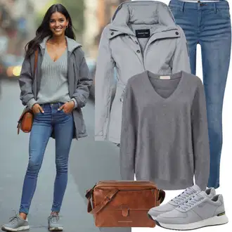 Ležerne kombinacije Vjenčanje sa Siva Kožna tenisica/Niska Tenisica/Tanka tenisica Ecco "Savršeno za proljeće"Look: Gala, Bazen, Koncer, Ramazán bájram, Elektro, Škola, Sprovod, Vjenčanje