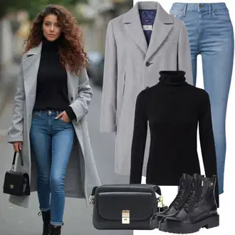 Outfit sa Siva/Svjetlosiva Pleteni Kaput/Vuneni kaput/Pleteni Flis Kaput/Usko Krojena Kaputa/Kaput od Kašmira/Kaput od Vunenog Flisa/Midi Kaput/Sako Kaput/Lagani Kaput Only "Savršeno za proljeće"