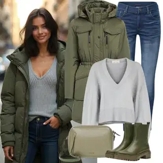 Outfit sa Siva Džemper Mohair Pullover/Carmen Džemper/Zimski Džemper/Kašmir Džemper/Jednostavni Džemper/Vuneni Džemper/Pleteni Džemper/Pleteni Džemper/Zdepasti Džemper/Široki Džemper About You "Savršeno za proljeće"