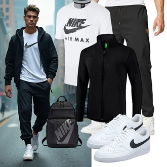 Outfit mit Schwarz/Khaki/Dunkelgrau/Dunkelblau/Dunkelgrün Musselin Hose/TrainingsHose/KarottenHose/FunktionsHose/SportHose/Jogger Hose/Cargo-JoggingHose/Capri ZOXOZ "sport outfit"