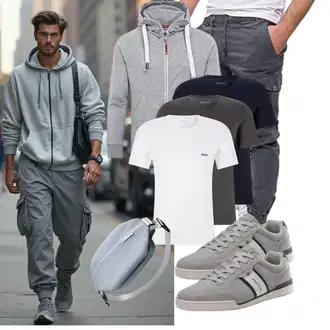 Outfit mit Sport Hoodie/Pullover mit Reißverschluss Yazubi "sport outfit"