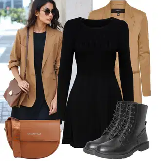 Outfit sa Crna Čizmica Gležnjača na Vezanje/Borbena Čizma/Klasična čizmica About You "Savršen za proljeće"