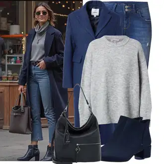 Outfit sa Tamnoplava/Plava Podstavljena Gležnjača/Ravna Gležnjača/ljetna gležnjača/Chelsea Gležnjača/Kožna Jakna/Gležnjača na visoku petu/Kožna gležnjača/Čizma na Špic Tamaris "Moderna kombinacija za slobodno vrijeme"