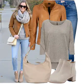 Outfit sa Smeđa/Bež Vintage Gležnjača/Ravna Gležnjača/Podstavljena Gležnjača/ljetna gležnjača/Kožna gležnjača Tamaris "Praktičan look"