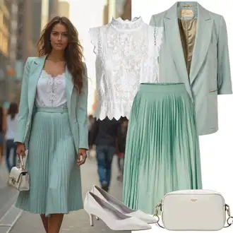 Kratka Outfit sa Svjetlozelena/Zeleno Mini Suknja/Teniska Suknja/Suknja Iz 60-ih/Suknja Iz 90-ih/Hlačna suknja/Kratka Plisirana suknja/Elastična Suknja/Unisex Suknja VERO MODA "Street Style Outfit"