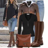 Hnědé Tommy Hilfiger kozačky outfity image