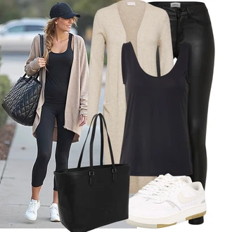 Outfit s Bílá/Béžová/Krémová/Khaki/Modrá Vintage Teniska/Letní Tenisky/Nízká Teniska/Teniska s dírkovaným vzorem/Úzká Teniska/Skate Bota/Kožené Tenisky Nike Sportswear "Stylový look na jaro"