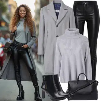 Outfit s Šedá/Béžová/Hnědá Vlněný Kabát/Kašmírový Kabát/Pletený Kabát/Lodenový Kabát/Midi Kabát/Vlněný Kabát Only "Stylový jarní outfit"