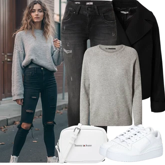 Kombinacije za zimu Estetika sa Bijela Niska Tenisica/Tenisica s platformom/Kožna tenisica/Tanka tenisica Adidas Originals "zimski outfit"Look: Skater, Bad Taste, Hip Hop, Unisex, Estetika, Sportski