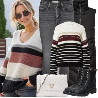 A line Outfit sa Crna Parka velike veličine/Haljina Veći Broj JdY "Zimske Odjeće"