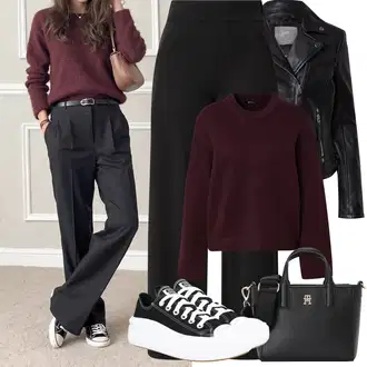 Outfity na zimu s Černá/Bílá Plátěná Teniska/Teniska na platformě/Nízká Teniska Converse "Zimní Outfity"