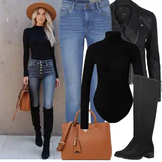 Ležerno Outfit sa Plava/Svjetloplava Traper Tajice/Jeggings/Skinny Hlače VERO MODA "Zimske Odjeće"Look: Stil, Rap, Ležerno, moderne, Disko, Prekrasan, cool, Old Money, Običan