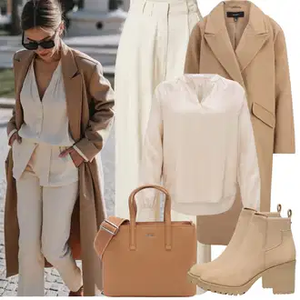Kombinacije za zimu Culotte sa Bež/Kaki Hlače s prednjim naborom/Hlače s Prorezom/Paperbag Hlača/Hlače od muslina/Hlače S Naborom/Hlače Visokog Struka/Široka Hlača/Marlene Hlača/Naborane hlače Leger by Lena Gercke "Zimske Odjeće"