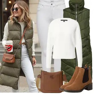 A line Outfit sa Tamnozelena Haljina Veći Broj/Parka velike veličine JdY "Zimske Odjeće"