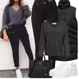Outfity na zimu s Šedá/Bílá Teniska na platformě/Nízká Teniska Puma "Zimní Outfity"
