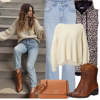 Outfit s Krémová/Oranžová/Bílá/Béžová/Khaki Jednoduchý Svetr/Svetry s netopýřím rukávem/Mohair Pullover/Svetr bez Ramínek/Oversize Svetr/Hrubě pletený svetr/Kašmírový Svetr/Basic Svetr/Kašmírový Svetr/Vlněný Svetr/Zimní Svetr/Pletený Svetr Only "Zimní Outfity"