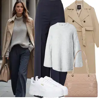 Kombinacije za zimu Culotte sa Tamnoplava/Plava Palazzo Hlača/Marlene Hlača/Lepršave Hlača/Bootcut Hlača/Široka Hlača/Hlača od Odijela/Poslovna Hlača/Hlače s Prorezom/Hlače Visokog Struka Drykorn "Zimske Odjeće"