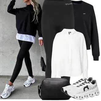 Outfit sa Crna Sportska majica/Kožna jakna/Majica od flisa jjxx "Zimske Odjeće"