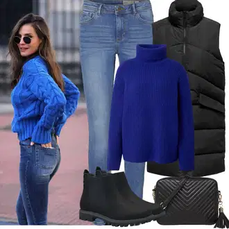 Ležerno Outfit sa Plava/Svjetloplava Traper Tajice/Jeggings/Skinny Hlače VERO MODA "Zimske Odjeće"Look: Stil, Rap, Ležerno, moderne, Disko, Prekrasan, cool, Old Money, Običan