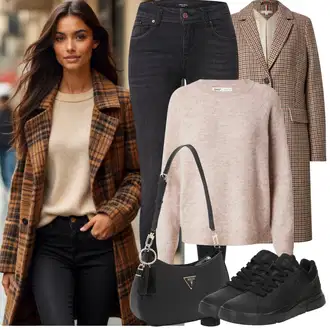 Outfity na zimu s Černá/Tmavě šedá Skinny Kalhoty/Jeggings/Džínové Legíny VERO MODA "Zimní Outfity"