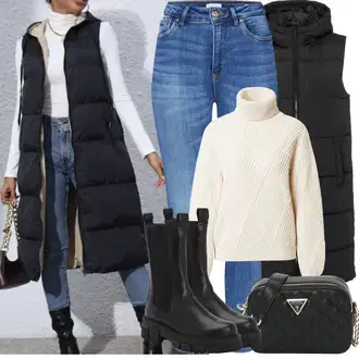 Outfity z džínu Zima s Černá Pieces "Zimní Outfity"