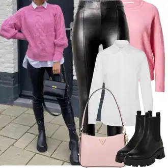 S zakovicama Outfit sa Crna Chelsea Gležnjača/Kožna Jakna About You "Zimske Odjeće"Look: S zakovicama, Hodanje, Jahanje, Skating