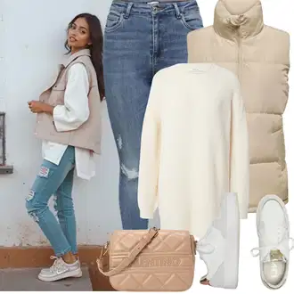 Kombinacije za zimu Ležerno sa Bijela/Krem Tenisica s platformom/Kožna Tenisica/Tanka Tenisica/Teddy Tenisica/Niska Tenisica Only "Zimske Odjeće"Look: Blokiranje boja, Unisex, moderne, Ležerno, Sportski, Bad Taste, Skater, Transparentan
