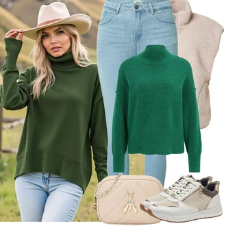 Outfity na zimu Svatba Host s Khaki/Béžová/Krémová Kožené tenisky/Letní tenisky/Volnočasová bota/Nízká Teniska/Tenisky s Bočním Zipem/Bota Na Pěší Turistiku/Úzká teniska/Vintage teniska Tamaris "Zimní Outfity"Look: Bar, Svatba, Svátek cukru, Den na pláži, Koncert, Chatky, Galavečer, Škola