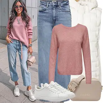 S Pertlanjem Outfit sa Svjetloplava/Plava Traperice Široke Nogavice/Formalna Košulja/Dad Traperice/Traperice s Prorezom/Mom Jean/Vrećaste Traperice/High Waist Traperice/Traperice Opuštenog Kroja/Vintage traperice/Culotte Traperice Only "Zimske Odjeće"
