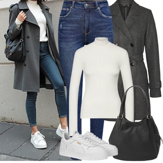Outfity na zimu Elegantní s Černá/Bílá/Hnědá Velká taška/Obchodní Taška/Taška/Kancelářská Taška/Brašna/Shopper taška/Sportovní Taška Přes Rameno About You "Zimní Outfity"Look: Šik, Elegantní, Cool, Italský, Kancelář, Old Money
