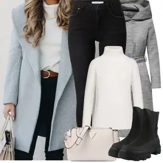 S zakovicama Outfit sa Crna Chelsea Gležnjača/Čizma s Platformom/Gumena Gležnjača/Kožna Jakna/Podstavljena Gležnjača Only "Zimske Odjeće"Look: S zakovicama, Trekking, Šetanje, Jahanje, Skating