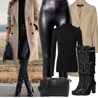 Outfity na zimu Křest s Černá/Tmavě modrá Rolák/Svetr s límečkem Object "Zimní Outfity"Look: Bar, Křest, Koncert, Škola
